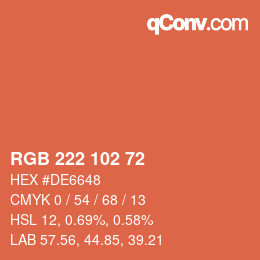 Color code: RGB 222 102 72 | qconv.com