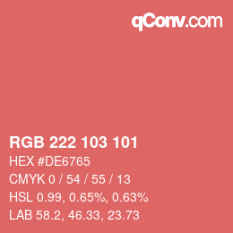 Color code: RGB 222 103 101 | qconv.com