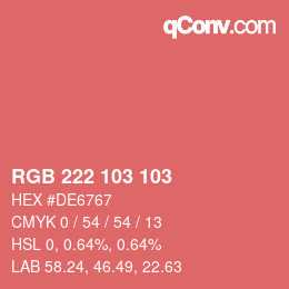 Code couleur: RGB 222 103 103 | qconv.com