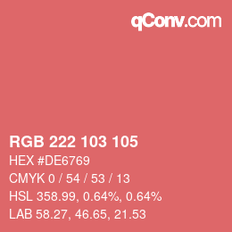 Farbcode: RGB 222 103 105 | qconv.com