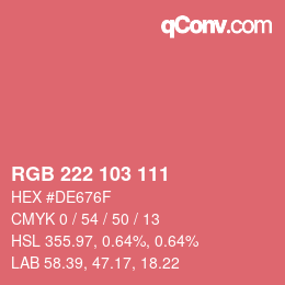 Color code: RGB 222 103 111 | qconv.com
