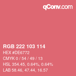 カラーコード: RGB 222 103 114 | qconv.com