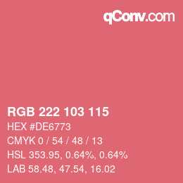 Color code: RGB 222 103 115 | qconv.com