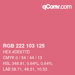 Color code: RGB 222 103 125 | qconv.com