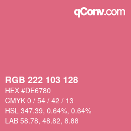 カラーコード: RGB 222 103 128 | qconv.com