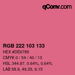 Color code: RGB 222 103 133 | qconv.com