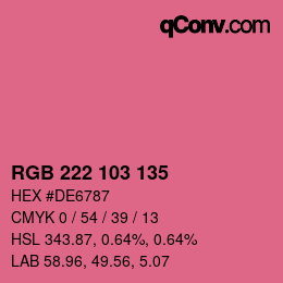 Color code: RGB 222 103 135 | qconv.com