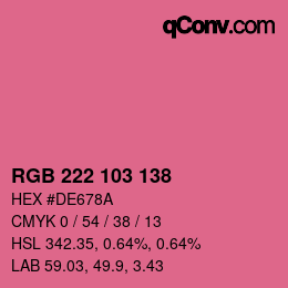 Color code: RGB 222 103 138 | qconv.com
