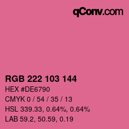 Color code: RGB 222 103 144 | qconv.com