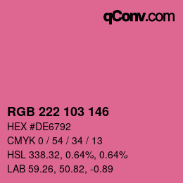 Color code: RGB 222 103 146 | qconv.com