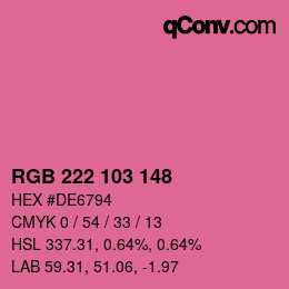 Color code: RGB 222 103 148 | qconv.com