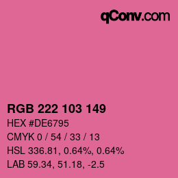 Color code: RGB 222 103 149 | qconv.com