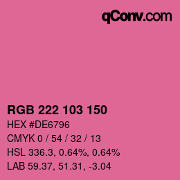 Color code: RGB 222 103 150 | qconv.com
