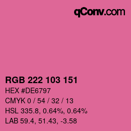 Color code: RGB 222 103 151 | qconv.com