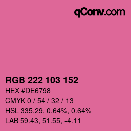Color code: RGB 222 103 152 | qconv.com