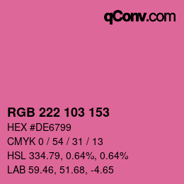 Color code: RGB 222 103 153 | qconv.com