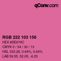 Color code: RGB 222 103 156 | qconv.com