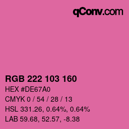 Farbcode: RGB 222 103 160 | qconv.com