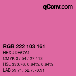 Color code: RGB 222 103 161 | qconv.com