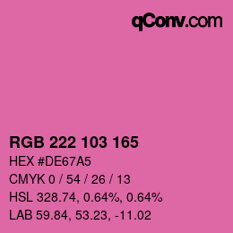 Color code: RGB 222 103 165 | qconv.com