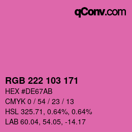 Color code: RGB 222 103 171 | qconv.com