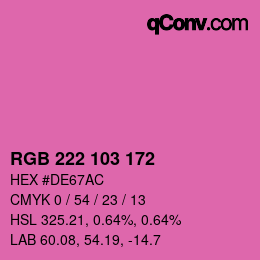 Color code: RGB 222 103 172 | qconv.com