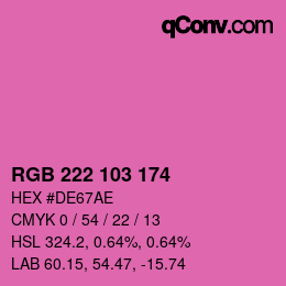Color code: RGB 222 103 174 | qconv.com