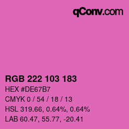 Color code: RGB 222 103 183 | qconv.com