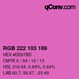 Color code: RGB 222 103 189 | qconv.com