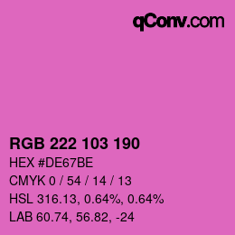 Color code: RGB 222 103 190 | qconv.com
