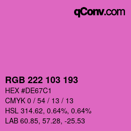 Color code: RGB 222 103 193 | qconv.com