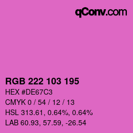 Color code: RGB 222 103 195 | qconv.com