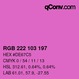 Color code: RGB 222 103 197 | qconv.com