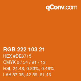 Color code: RGB 222 103 21 | qconv.com