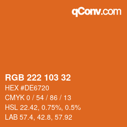 Color code: RGB 222 103 32 | qconv.com
