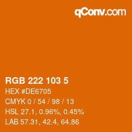カラーコード: RGB 222 103 5 | qconv.com