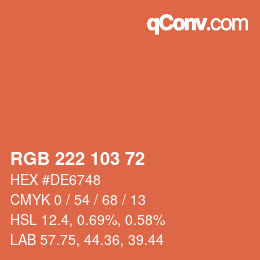 Color code: RGB 222 103 72 | qconv.com