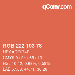 Color code: RGB 222 103 78 | qconv.com