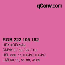 Color code: RGB 222 105 162 | qconv.com