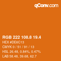 カラーコード: RGB 222 108.8 19.4 | qconv.com