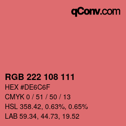 Color code: RGB 222 108 111 | qconv.com
