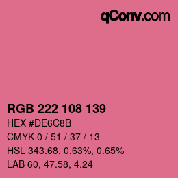 Color code: RGB 222 108 139 | qconv.com