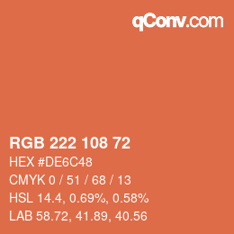 Color code: RGB 222 108 72 | qconv.com