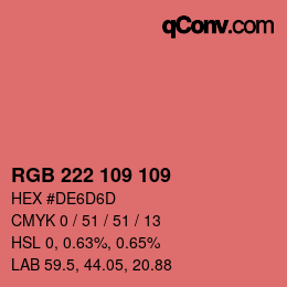 颜色代码: RGB 222 109 109 | qconv.com