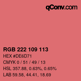 Color code: RGB 222 109 113 | qconv.com