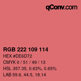 Color code: RGB 222 109 114 | qconv.com