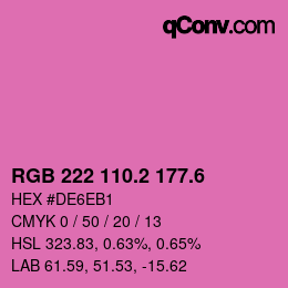 カラーコード: RGB 222 110.2 177.6 | qconv.com