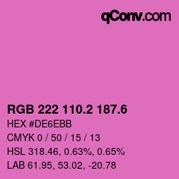カラーコード: RGB 222 110.2 187.6 | qconv.com