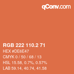 カラーコード: RGB 222 110.2 71 | qconv.com