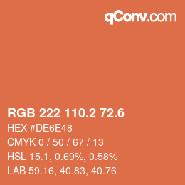 カラーコード: RGB 222 110.2 72.6 | qconv.com